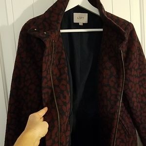 Winter coat Navy and Plum leopard print